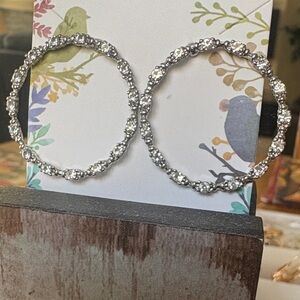 Source Unknown Sparkling Silver Textured Earrings